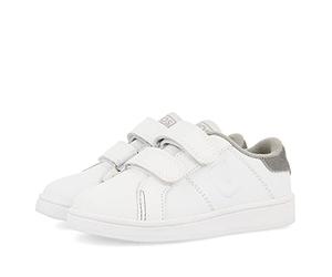 Sneakers COLEGIALES Blancas Con DETALLE en Gris Y Doble CIERRE Ajustable VOLSK