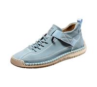 Sneakers Cuir Homme Femme - Chaussures de Conduite Décontractées à Étrier, Semelle Antidérapante et Respirante, Grandes Tailles, Modèle Léger pour la Marche et Le Sport (Light Blue, 42)