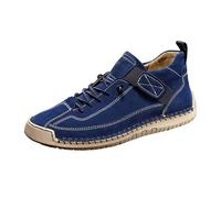 Sneakers Cuir Homme Femme - Chaussures de Conduite Décontractées à Étrier, Semelle Antidérapante et Respirante, Grandes Tailles, Modèle Léger pour la Marche et Le Sport (Dark Blue, 42)