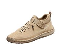Sneakers Cuir Homme Femme - Chaussures de Conduite Décontractées à Étrier, Semelle Antidérapante et Respirante, Grandes Tailles, Modèle Léger pour la Marche et Le Sport (Beige, 36)