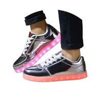 Sneakers de Sport à LED Femme/Homme Baskets Mode Lumineux Clignotants Sports Unisexe Discothèque Club Chaussures Montantes Lacets Métallisé Brillant Athlétique Marche Gym Running Basquet