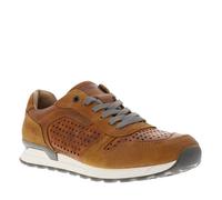 Sneakers en cuir brun à talon plat et à lacets plats et trous d'aération carrés 41