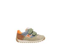 Naturino Sneakers en Cuir et Tissu, Beige-Vert 32