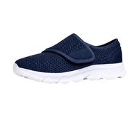 Sneakers Été Homme Femme - Chaussures Larges Semelle Épaisse, Cuir Souple Respirant, Modèle Étrier sans Lacets - Idéales pour la Marche et Le Plein ir (Dark Blue, 43)