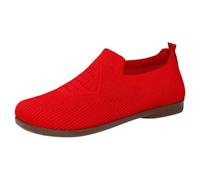 Sneakers Femme Tricoté Jaune Perforé Slip-on Semelle Plate Respirant Confortable - Chaussures Compensées Femme Quotidien Confort Marche Style Décontracté Élégant