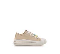 Sneakers filles textile lacets beige 35