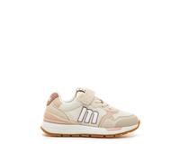 Sneakers filles textile lacets- fermeture adhésive beige clair 32