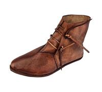 Sneakers Homme,Chaussure Homme Hiver,Bottines médiévales pour Hommes - décontracté sans Lacet Talon Bas Confortable Usage Quotidien et Polyvalent (Brown, 46)