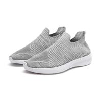 Sneakers Mixte Adulte Homme Femme Sport Textile Enfiler Aéré Enfiler Comfort Casual Plat - Gris 40