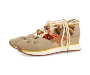 Sneakers Ouvertes Beige DE Type Espadrille À Talon COMPENSÉ pour Femme IONA