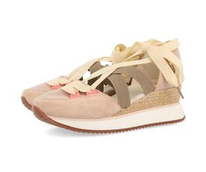 Sneakers Ouvertes Blanches À Talon COMPENSÉ pour Femme SAMOBOR