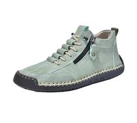 Sneakers Rétro Homme en Cuir - Chaussures Montantes Décontractées, Semelle Épaisse Anti-Dérapante, Doublure Aérée et Intérieur Rembourré pour Un Confort Léger - Baskets Casual (Light Green, 38)