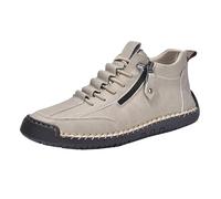 Sneakers Rétro Homme en Cuir - Chaussures Montantes Décontractées, Semelle Épaisse Anti-Dérapante, Doublure Aérée et Intérieur Rembourré pour Un Confort Léger - Baskets Casual d’Extérieur (Beige, 39)