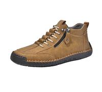 Sneakers Rétro Homme en Cuir - Chaussures Montantes Décontractées, Semelle Épaisse Anti-Dérapante, Doublure Aérée et Intérieur Rembourré pour un Confort Léger - Baskets Casual d’Extérieur (Yellow, 47)