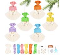 SneiDr Kit De Macramé Père Noël 6 Couleurs Ensemble DIY Décoration Macrame Noel Débutant Facile Avec Accessoires Complets Anneaux Perles Macramé Gnome Kit Pour Ornement Sapin Festif Et Cadeau