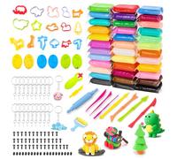 SneiDr Pate a Modeler 36 Couleurs Argile Autodurcissante Accessoire Pâte À Modeler Enfant avec Moules Porte-Clés Yeux Nez Kit Air Dry Clay DIY Jouet Créatif Cadeau pour Enfants 3 à 12 Ans