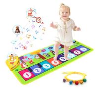 SneiDr Tapis Piano Bebe avec 10 Mélodies 8 Sons Animaux Tapis Musical Enfant 1-5 Ans 80x30cm Antidérapant Pliable Jouet Musicaux Éducatif avec Bracelet Clochettes pour Cadeau de Noël Anniversaire