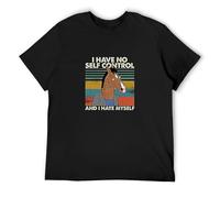snella Rare Bojack Horseman I Have No Self Control and I Hate T-Shirt Men's Top Short Sleeve Shirt Size L