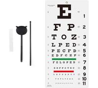Snellen Visual Acuity Chart avec autocollant de fixation (27,9 x 55,9 cm) - Idéal pour l'école, la maison, comprend l'occlusion des yeux, un pointeur et 4 patchs de fixation
