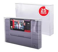 SNES Games Lot de 25 films protecteurs d'écran compatibles avec Super Nintendo SNES Games 0,4 mm d'épaisseur, anti-poussière, sans acide, coque transparente en PET EVORETRO