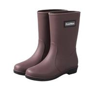 SNGUOQ Bottes de pluie for femmes, quatre saisons, mi-tube, imperméables, antidérapantes, en caoutchouc, avec revêtement coton Pour La Saison Des Pluies(Brown,37)