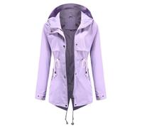 SNGUOQ Coupe-vent, manteau mi-long à capuche for femme, imperméable cintré d'extérieur, coupe slim Pour Les Voyages Et Les Activités De Plein Air(Purple,XXL)