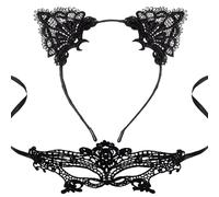 Snhauxinfa Catwoman Costume pour femme, oreilles de chat, masque de chat, costume de carnaval, serre-tête noir, costume de chat, masque pour les yeux adulte, bandeau oreilles de chat, bandeau oreilles