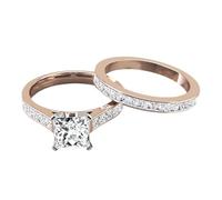 SNHHNSW 1-3 S Princess Cut Lab Lab Labor Grown With IGI Certifié Personnalisé Ring 10K / 14K / Solid Bridal Ring Ensemble avec des pierres latérales Moisanite (Couleur D, VVS Clarity)