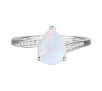 SNHHNSW 1.5ct Ring Opals pour les femmes véritables anneaux de fiançailles de forme de poire authentique réel octobre naissance de pierre de naissance Opal Ring promettre l'anneau pour elle