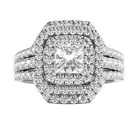 SNHHNSW 2 Ct. deux ans Princess Cut Moissanite Halo Engagement Anneau 10K Anneau 14K Brilliant Ring Ring Bridal Gift Wedding ANN POUR FEMMES