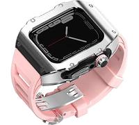 SNHHNSW 49mm Mod Kit Stainless Steel Watch Case & Rubber Band，For Ultra 49MM，Titanium Frame Soft Sport Watch Strap And Metal Buckle Rm Style Watch Accessories for Men Women