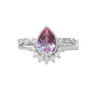 SNHHNSW Anneau de fiançailles en pierre de pierre précieuse pour femmes, Moonstone/Opal/Morganite/Moss Agate/Alexandrite/Moisanite/Sapphire Vintage Bridal Set, Personnalized S 10K 14K Bague de