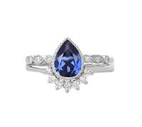 SNHHNSW Anneau de fiançailles en pierre de pierre précieuse pour femmes, Moonstone/Opal/Morganite/Moss Agate/Alexandrite/Moisanite/Sapphire Vintage Bridal Set, Personnalized S 10K 14K Bague de