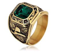 SNHHNSW Anneau de promesse en acier inoxydable, anneau de fiançailles solitaire avec des bandes de mariage de motif taureau taille 7-12