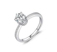 SNHHNSW Anneaux de bande d'éternité pour les femmes blanches, bague de fiançailles vintage/forme ronde couronne Moisanite 6 mm confort ajustement