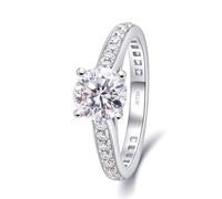 SNHHNSW / Anneaux de femmes blanches, anneau de solitaire avec 0,5 4-partis ronds de promesses Moisanite pour ses alliances pour femmes