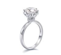 SNHHNSW / Anneaux de femmes blanches, fleur de la couronne solitaire rond Moissanite 2 bagues de fiançailles pour femmes Bague de fiançailles pour femmes