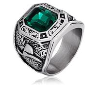 SNHHNSW Anneaux en acier inoxydable pour hommes gothiques, anneau de mariage Solitaire avec un motif de taureau promesse anneau vintage taille 7-12