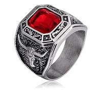 SNHHNSW Anneaux en acier inoxydable pour hommes gothiques, anneau de mariage Solitaire avec un motif de taureau promesse anneau vintage taille 7-12