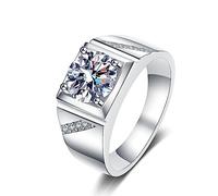 SNHHNSW Anneaux pour hommes pour hommes, blanc carré 1 Moissanite Mens Promise Rings