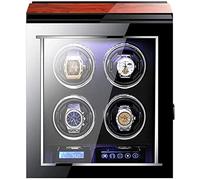 SNHHNSW Chandelier Automatic Watch Winder pour 4 Montres Affichage d'écran Tactile LCD avec télécommande en Bois Piano Finition Accessoires de Moteur Silencieux Chandelier