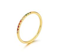 SNHHNSW Colorful Crystal Stacking Ring Band de mariage pour femmes hommes Eternity Rainbow Cumbic Zirconia Engagement Knuckle Midi Empilable Ring Pinky Band Comfort Fit Disate Gift