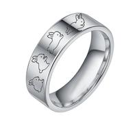 SNHHNSW Jolie de lapin anneau pour femmes hommes promet des bagues de mariage de fiançailles pour les couples Animal de lapin drôle en acier inoxydable confort polit ajustement de la Pâques de Noël.