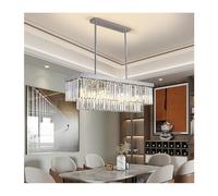 SNHHNSW lamp Chandelier,Rectangle Chromed Chandelier for Dining Room Bedroom Led Crystal Kitchen Lustre Hanging Lamp Modern Silver Light(Warm Light,Chrome L80Cm W25Cm)/Cool Light/D L120*W25Cm lamp