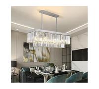 SNHHNSW lamp Chandelier,Rectangle Chromed Chandelier for Dining Room Bedroom Led Crystal Kitchen Lustre Hanging Lamp Modern Silver Light(Warm Light,Chrome L80Cm W25Cm)/Cool Light/D L120*W25Cm lamp