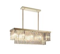 SNHHNSW lamp Chandelier,Rectangle Chromed Chandelier for Dining Room Bedroom Led Crystal Kitchen Lustre Hanging Lamp Modern Silver Light(Warm Light,Chrome L80Cm W25Cm)/Cool Light/D L120*W25Cm lamp