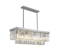 SNHHNSW lamp Chandelier,Rectangle Chromed Chandelier for Dining Room Bedroom Led Crystal Kitchen Lustre Hanging Lamp Modern Silver Light(Warm Light,Chrome L80Cm W25Cm)/Cool Light/D L120*W25Cm lamp