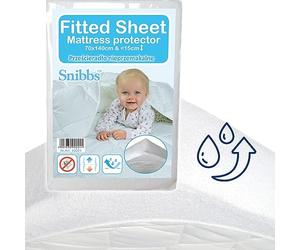 Snibbs Drap Housse imperméable Blanc, Surmatelas Imperméable pour Lit Bébé, Protège-Matelas 70x140 Bébé Imperméable, Protection Contre l'humidité 70 * 140 avec Membrane TPU Respirante
