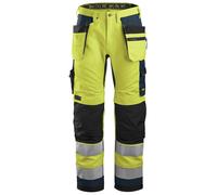 Snickers AllroundWork Hi-Vis Travailitpantalon avec . Poches holster, Cl. 2, EN 14404, 20471 HV-jaune-navy 96