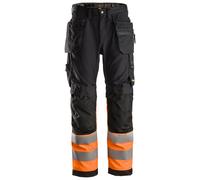 Snickers AllroundWork Hi-Vis Travailitshose avec . Poches holster, Cl. 1, EN 14404, 10471, 20471 Noir-HV-Orange 92
